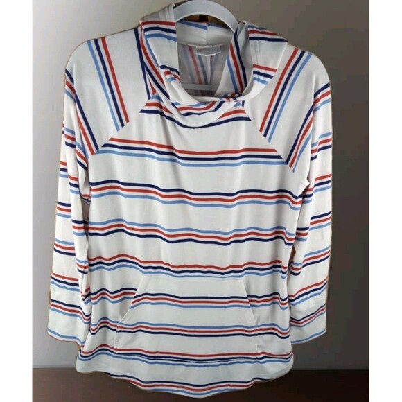 Lu La Roe Pullover Hoodie Size L Striped Kangaroo Pockets Long Sleeve - Picture 7 of 11